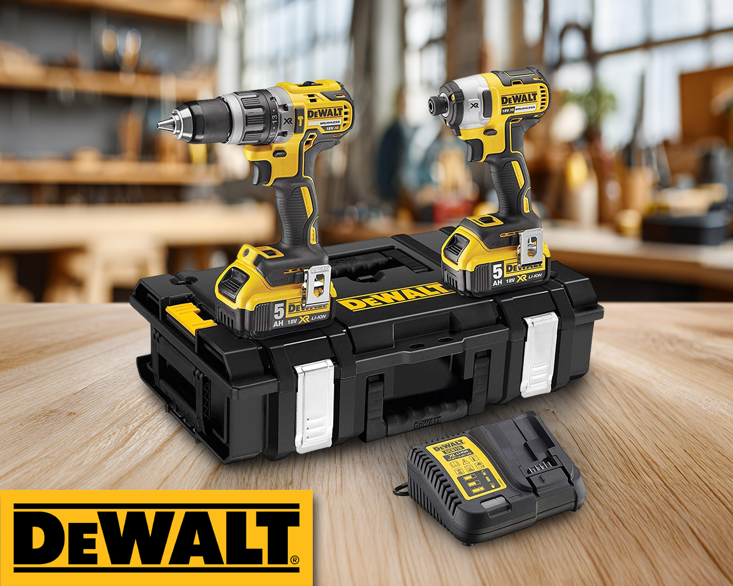 Win This Dewalt 2 Piece Brushless Power Tool Kit & Charger & Case!
