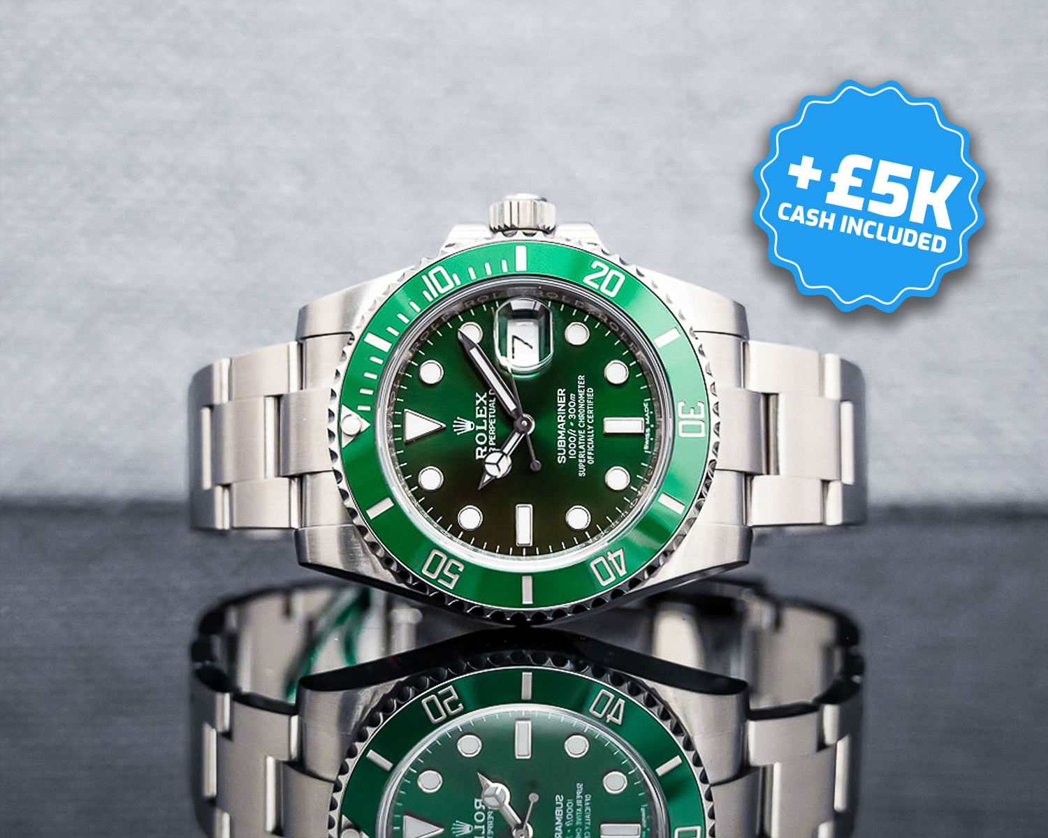 Win This Rolex Submariner "Hulk" + £5,000 Cash!