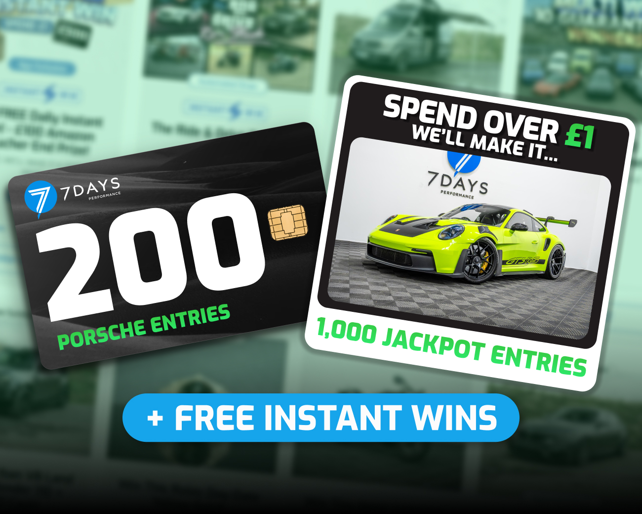 The FREE Daily Instant Win! - 200x Porsche GT3 RS Tickets!