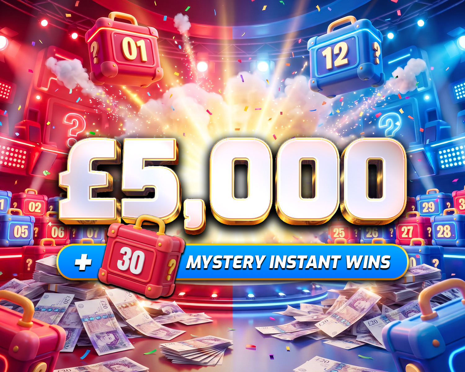 £5,000 Cash + 30 Mystery Instant Wins!