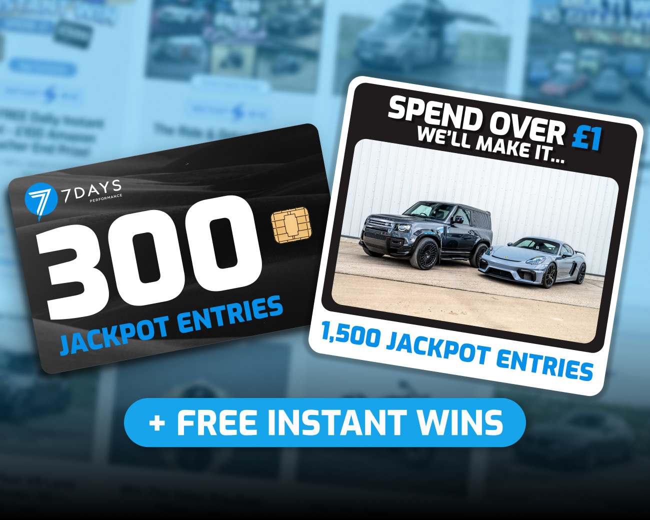 The FREE Daily Instant Win! - 300x Porsche GT4/ Defender V8 Tickets!